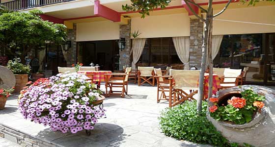 The patio of Hotel Xenios Zeus
